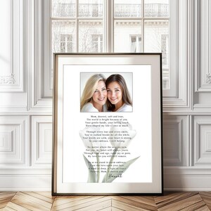 Gift for Mom from Daughter Personalized Photo Poem Custom Print Mother Daughter Wall Art Meaningful Keepsake Mother&#39;s Day Decor CA120