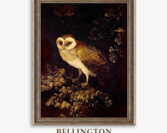 Antique Owl Painting: Dark Academia Gothic Cottagecore Wall Art (Digital Download)