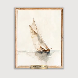 Vintage Sailboat Print: Coastal Beach House Art (Digital Download Printable)