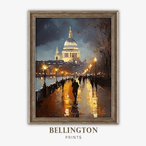 St Paul’s Cathedral 19th Century London Oil Painting Wall Art, Vintage London Cathedral, Vintage Antique London Architecture, PA118
