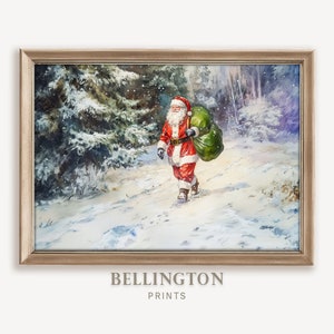 Vintage Santa Portrait Christmas Wall Art, Printable Christmas Santa Art, Christmas Decor, Rustic Seasonal Winter Christmas Art   PA111