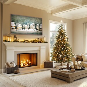 Christmas Village Samsung Frame Tv Art Snowy Scandi Scene Digital