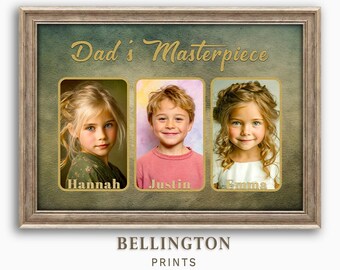 Custom Kids Portrait, Watercolor Style Family Photo, Personalized Gift
