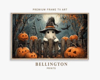 Halloween Ghost TV Art: Witch Hat, Jack O' Lanterns (Digital Download 4K JPG)