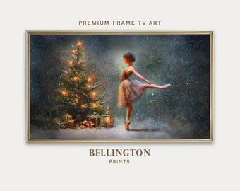 Vintage Christmas Ballerina Painting Samsung Frame TV, Holiday Dance Nutcracker Inspired Painting, (Digital Download)
