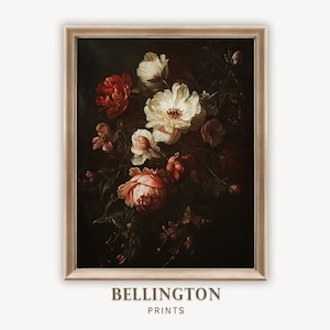 Vintage Moody Floral Painting: Dark Autumn Wall Art ((Digital Download Printable)