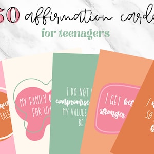 50 Affirmationskarten für Teenager, druckbare Affirmationskarten, Positivität für Teenager, erhebende Drucke für Teenager