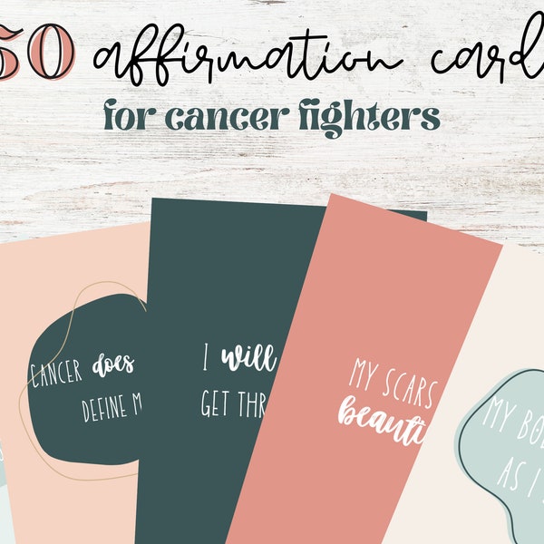 50 Affirmation Cards for Cancer Fighters, Printable Affirmation Cards, Uplifting Messages for Cancer Fighters, Positive Prints for Warriors