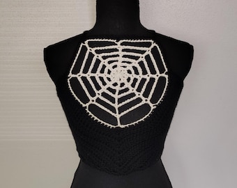 Crochet Spider Web Cropped Tank Top