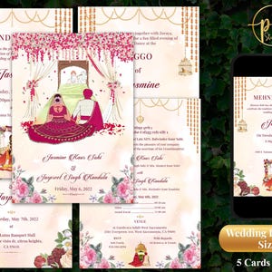 Convite de casamento Sikh e cartões de casamento indianos, cartões Anand Karaj Sikh como convites Sikh indianos, convite Anand Karaj como convites Punjabi