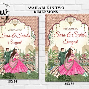 Indian Sangeet Signs Welcome to Sangeet Decor, Sangeet Welcome Sign & Sangeet Poster, Indian Wedding Sign as Indian Wedding Welcome Sign image 2