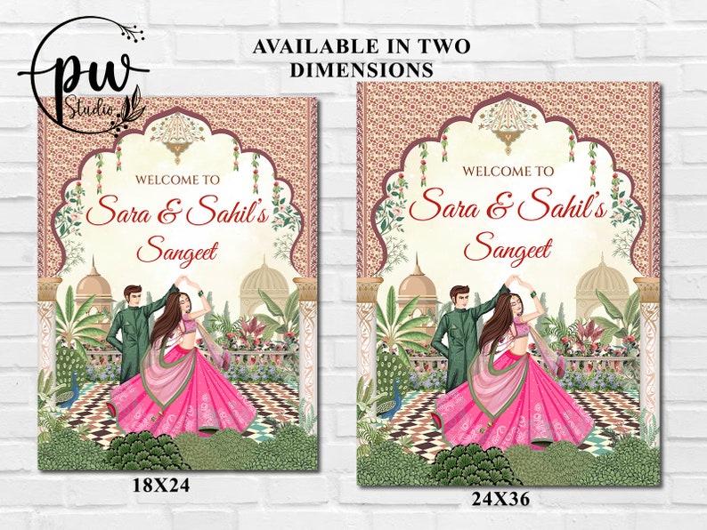 Indian Sangeet Signs Welcome to Sangeet Decor, Sangeet Welcome Sign & Sangeet Poster, Indian Wedding Sign as Indian Wedding Welcome Sign image 2