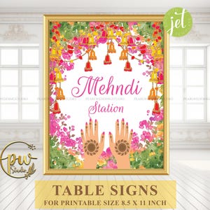 Dholki decoration Henna station sign, Mehndi station sign & Mehndi decor, Indian Wedding decor as Mehndi sign, Mehendi decoration Desi decor