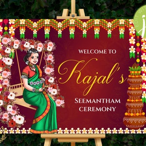 Indian Baby shower welcome sign & Godh Bharai welcome sign, Godh Bharat signs Indian Baby shower decor as Hindu Baby shower welcome sign