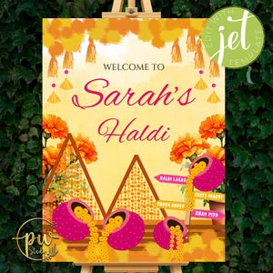 Benvenuti a Haldi Signs & Haldi Decoration, decorazioni Haldi come insegne Pithi, poster Haldi per matrimoni, insegne di benvenuto Haldi come bacheche di benvenuto Haldi