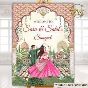 Indian Sangeet Signs Welcome to Sangeet Decor, Sangeet Welcome Sign & Sangeet Poster, Indian Wedding Sign as Indian Wedding Welcome Sign image 6
