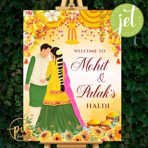 Haldi Welcome Signs, Haldi decor signs as Pithi signs, Wedding Haldi signs as Haldi decoration & Haldi posters as Welcome to Haldi Signs
