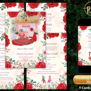 Punjabi wedding card as Sikh wedding card, Anand Karaj invitation & Sikh Wedding Invite Indian, Punjabi Wedding invite as Sikh invitations