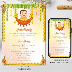 Cradle Ceremony invites Naming ceremony invitation, Annaprashan invites & Indian Baby naming invite, Namkaran sanskar invite Annaprasan card