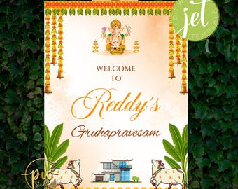 Indian Housewarming Welcome Sign, Gruhapravesham Sign (Digital)