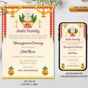 Upanayanam invites Thread Ceremony invitations, Thread Ceremony invites as Upanayanam invitations, Yagnopavith invites as Yagnopavith cards