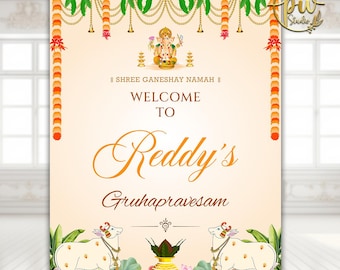 Griha Pravesham Cartello di benvenuto / Decorazione indiana per l'inaugurazione della casa (Poster digitale)