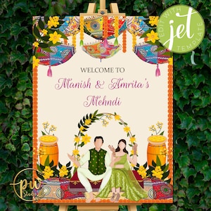 Cartelli di benvenuto Mendhi come cartelli Mehndi, decorazioni Mendhi, cartelli di benvenuto Mehndi Poster Mendhi, decorazioni Mehndi e tabellone di benvenuto Mehendi