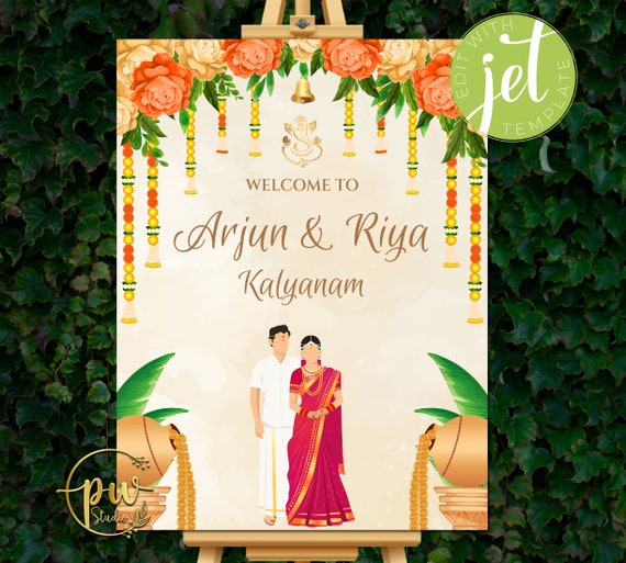 Telugu Wedding Welcome Sign as Telugu Wedding Signages South -  Norway