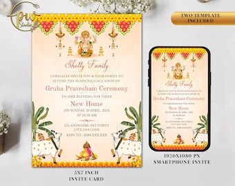Griha Pravesh Invitation | Indian Housewarming Ceremony Invitation Card | Vastu Invitation | House warming Invite | Digital Invitation