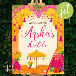 Cartelli di benvenuto Haldi come bacheca di benvenuto Haldi, cartelli di benvenuto Haldi e decorazioni Haldi, decorazioni Haldi come cartelli Pithi, poster per matrimoni Haldi