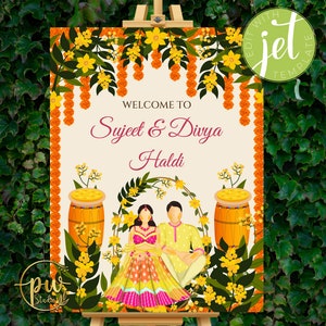 Manifesti Haldi come cartelli di benvenuto Haldi e cartelli di benvenuto Haldi, cartelli decorativi Haldi come cartelli Pithi, cartelli Haldi per matrimoni come decorazioni Haldi