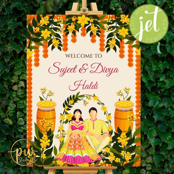 Haldi posters as Welcome to Haldi Signs & Haldi Welcome Signs, Haldi decor signs as Pithi signs, Wedding Haldi signs as Haldi decoration