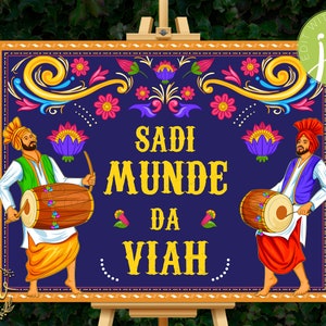 Sade Munde da Viah Punjabi Wedding sign, Viah wala ghar Sikh Wedding Welcome sign & Punjabi Welcome sign as Punjabi Wedding welcome sign