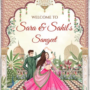 Indian Sangeet Signs Welcome to Sangeet Decor, Sangeet Welcome Sign & Sangeet Poster, Indian Wedding Sign as Indian Wedding Welcome Sign image 7