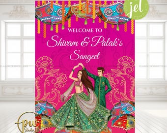 Welcome to Sangeet Decor Indian Sangeet Signs, Sangeet Welcome Sign & Sangeet Poster, Indian Wedding Sign as Indian Wedding Welcome Sign