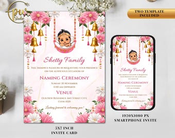 Indian Cradle Ceremony Invitation Template | Naming Ceremony Invite | Cradle Invitation Card | Printable DIY Template | DIGITAL DOWNLOAD