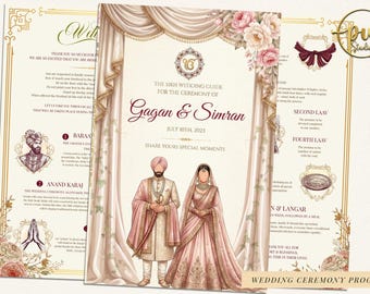 Anand Karaj Program Guide Printable, Sikh Wedding Ceremony Guide, Personalized Program Giddy, Digital Download, Sikh Wedding Program Guide