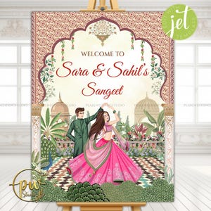 Indian Sangeet Signs Welcome to Sangeet Decor, Sangeet Welcome Sign & Sangeet Poster, Indian Wedding Sign as Indian Wedding Welcome Sign image 1