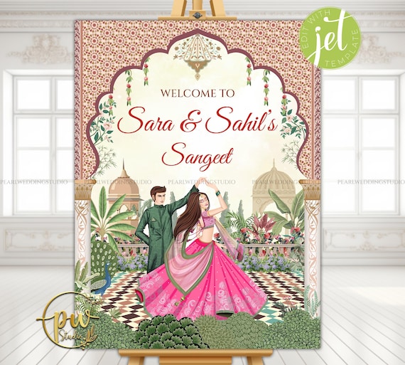 Indian Sangeet Signs Welcome to Sangeet Decor, Sangeet Welcome Sign & Sangeet Poster, Indian Wedding Sign as Indian Wedding Welcome Sign