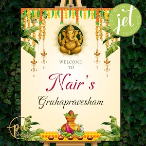 Ganesh Puja-uitnodigingskaart, Ganesh Pooja-uitnodiging zoals Grihapravesh uitnodigt, Indiase housewarming-uitnodigingGruha Pravesh-uitnodigingen en Pooja-uitnodigingen