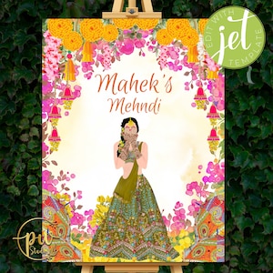 Cartello Mehndi come cartello Mehendi, cartello di benvenuto Mendhi Cartello Mendhi, cartello di benvenuto Mehndi come decorazione Mehndi, poster Mehndi e cartello di benvenuto Mehendi