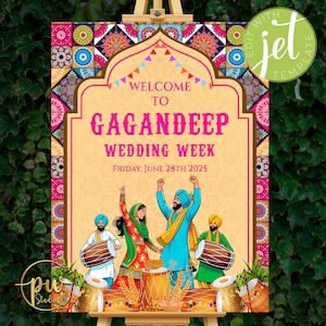 Cartello di benvenuto per matrimonio punjabi Viah wala ghar Cartello di benvenuto per matrimonio sikh e cartello di benvenuto punjabi come cartello di benvenuto per matrimonio punjabi Sade Munde da Viah