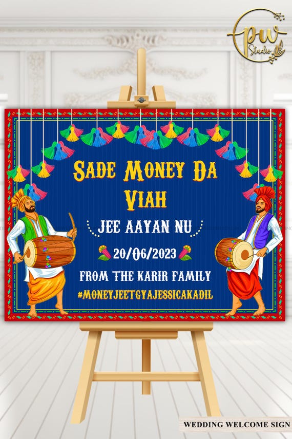 Punjabi Wedding Welcome Sign, Sikh Wedding Decor (digital Template