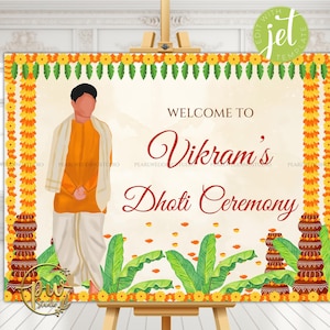 Pancha Kattu welcome sign as Panchalu welcome sign, Dhoti function signs & Dhoti ceremony welcome sign, South Indian Dhoti ceremony signs
