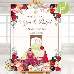 Anand Karaj Welcome Sign, Sikh Wedding Decor (Digital Download)