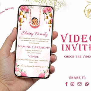 Indian Cradle Ceremony Video Invitation, Baby Naming Ceremony e-Invite | Digital Cradle Ceremony Video, Editable Template Instant Download