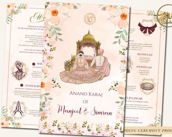 Sikh-huwelijksgids en sikh-ceremonieprogramma's Punjabi, sikh-huwelijksprogramma's Anand Karaj-gidsen, sikh-ceremoniegids Anand Karaj-programma Sikh