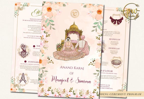 Sikh Wedding guide & Sikh ceremony programs Punjabi, Sikh wedding programs Anand Karaj guides, Sikh ceremony guide Anand Karaj Program Sikh