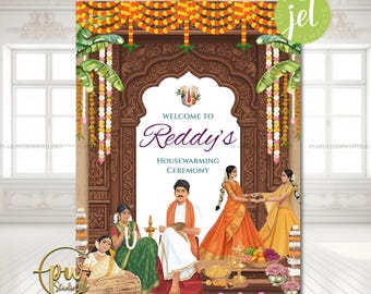 Digital Griha Pravesh Invite, Traditional Housewarming Ceremony Template, Indian Wedding Home Entry, Hindu Housewarming Invitation