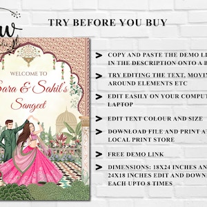 Indian Sangeet Signs Welcome to Sangeet Decor, Sangeet Welcome Sign & Sangeet Poster, Indian Wedding Sign as Indian Wedding Welcome Sign image 4
